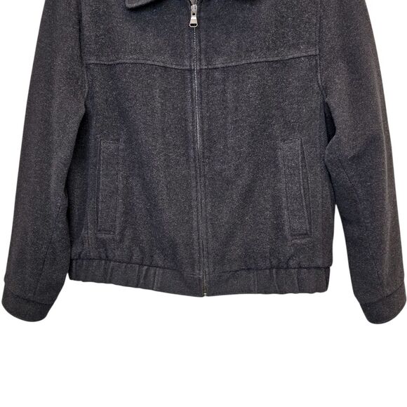 Dockers Men's L Charcoal Black Wool Blend Full Zip Bomber Coat Jacket - Picture 3 of 16